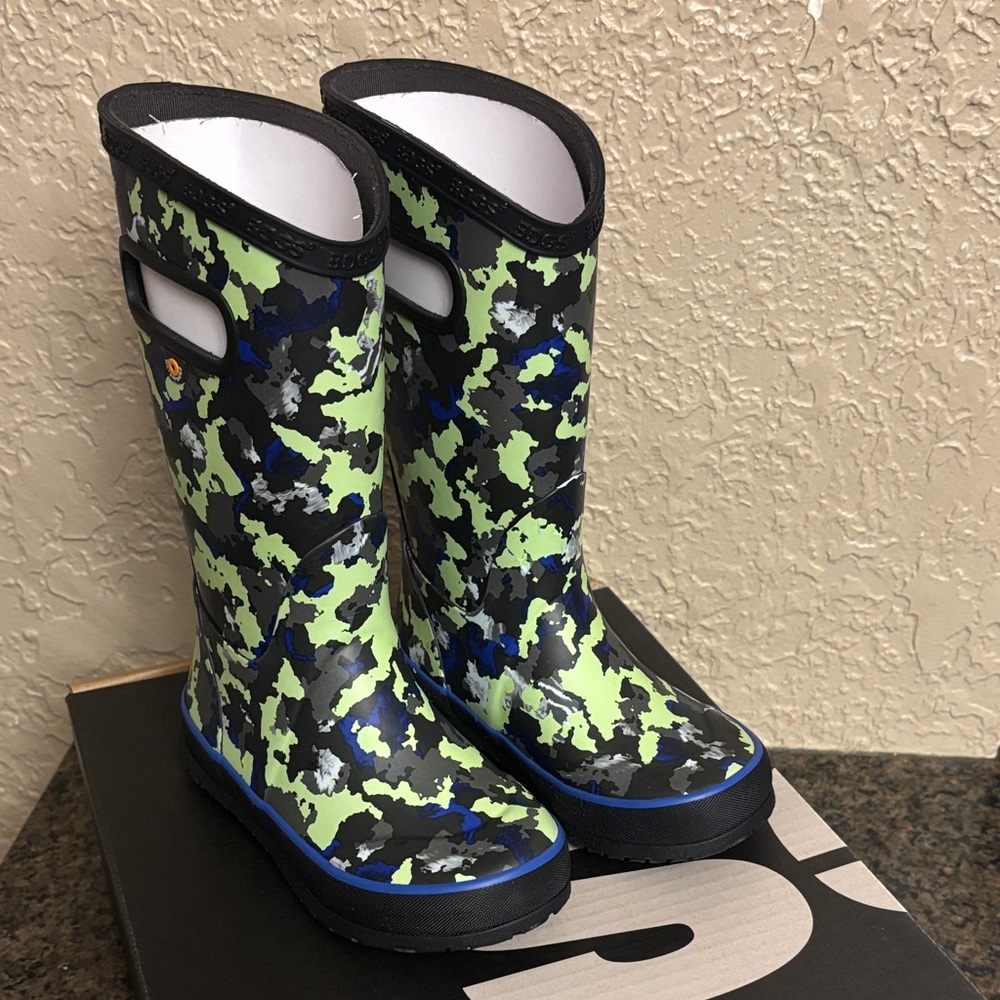 Bogs Kids' Camouflage TXT Rain Boots - Black Multi